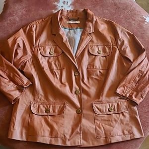 ⭐ $5 ⭐Vintage Tanjay Petite Faux Leather Button Up Jacket
